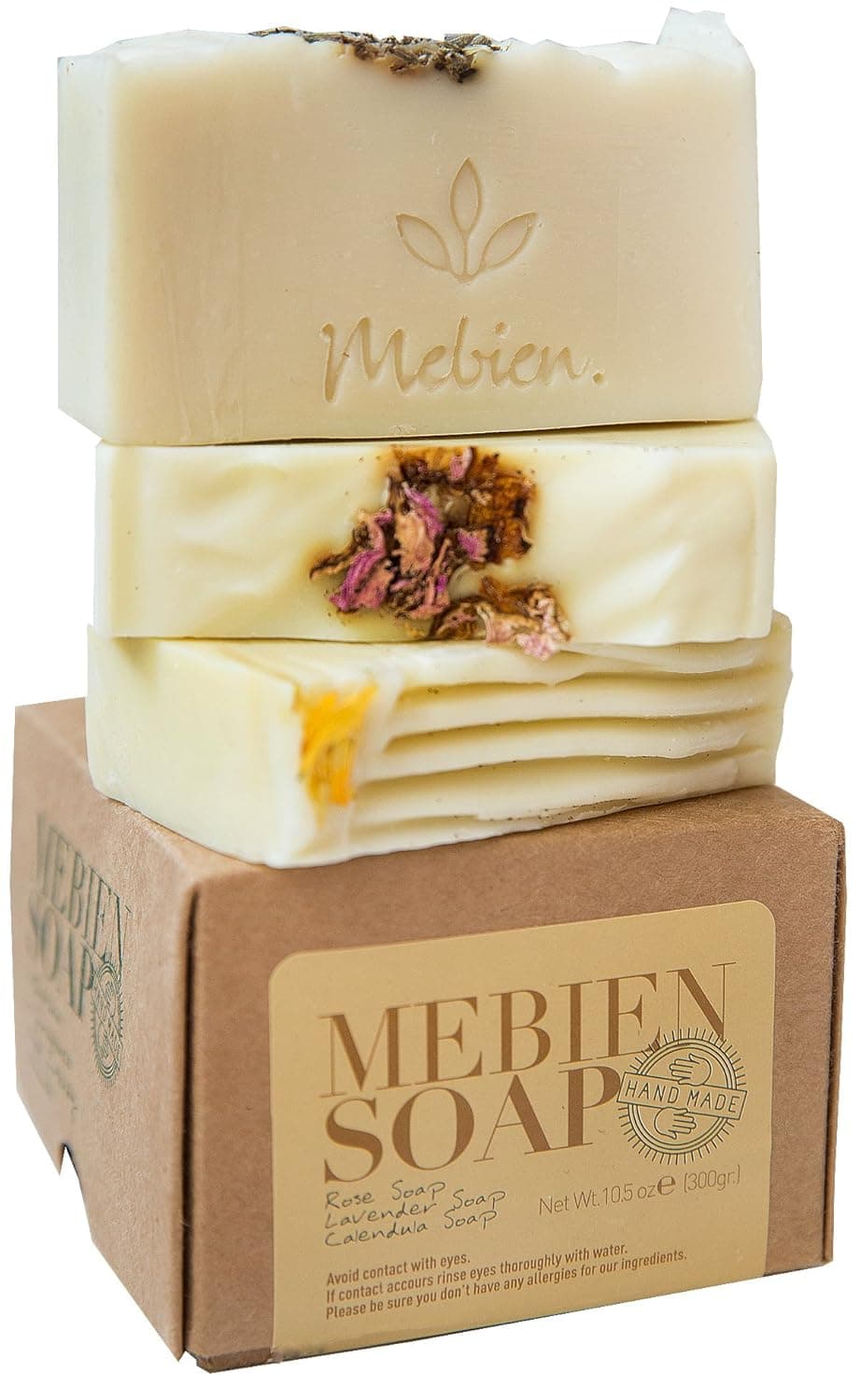YIROCK Mebien Organic Vegan Soap Bar - Homemade Natural Luxury handmade gift set for women body hand face bath Rose Lavender Calendula 3x3.5 oz