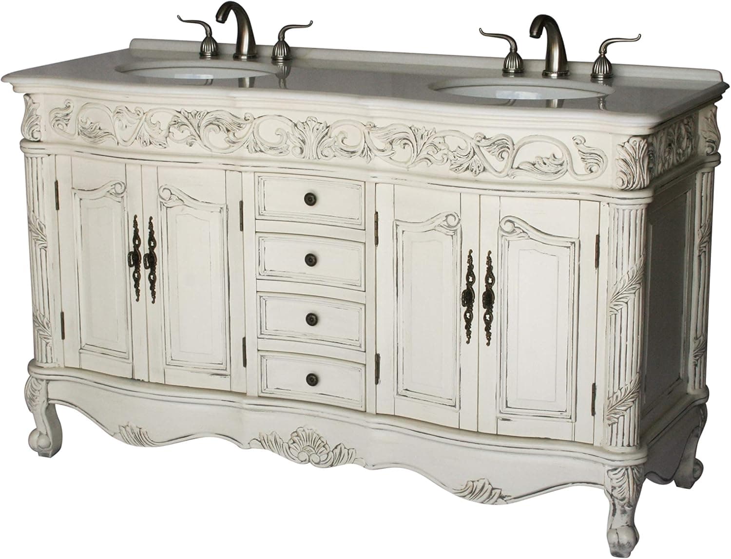Chinese Arts, Inc 60-Inch Antique Style Double Sink Bathroom Vanity Model 7660-B