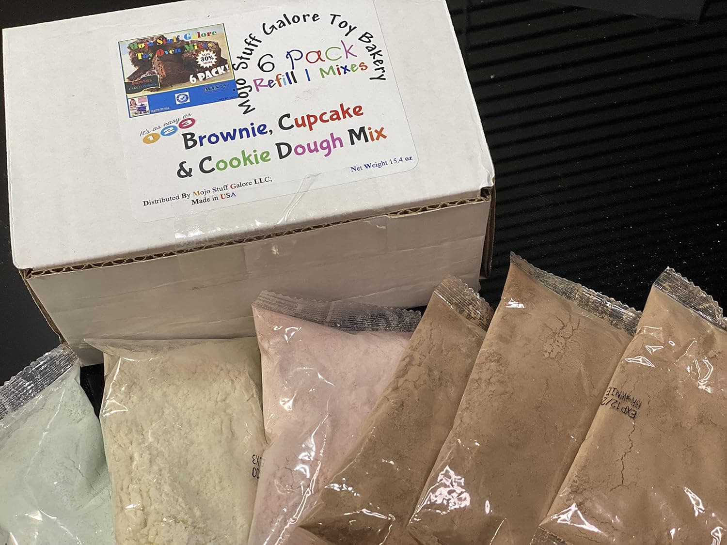 Mojo's Children's Easy to Bake Oven Mixes Play Toy Real Mixes | 6 Super Pack Refill Kit Strawberry Cupcake Brownie Sugar Cookie Ultimate Baking Supplies Net Wt 15.7 oz