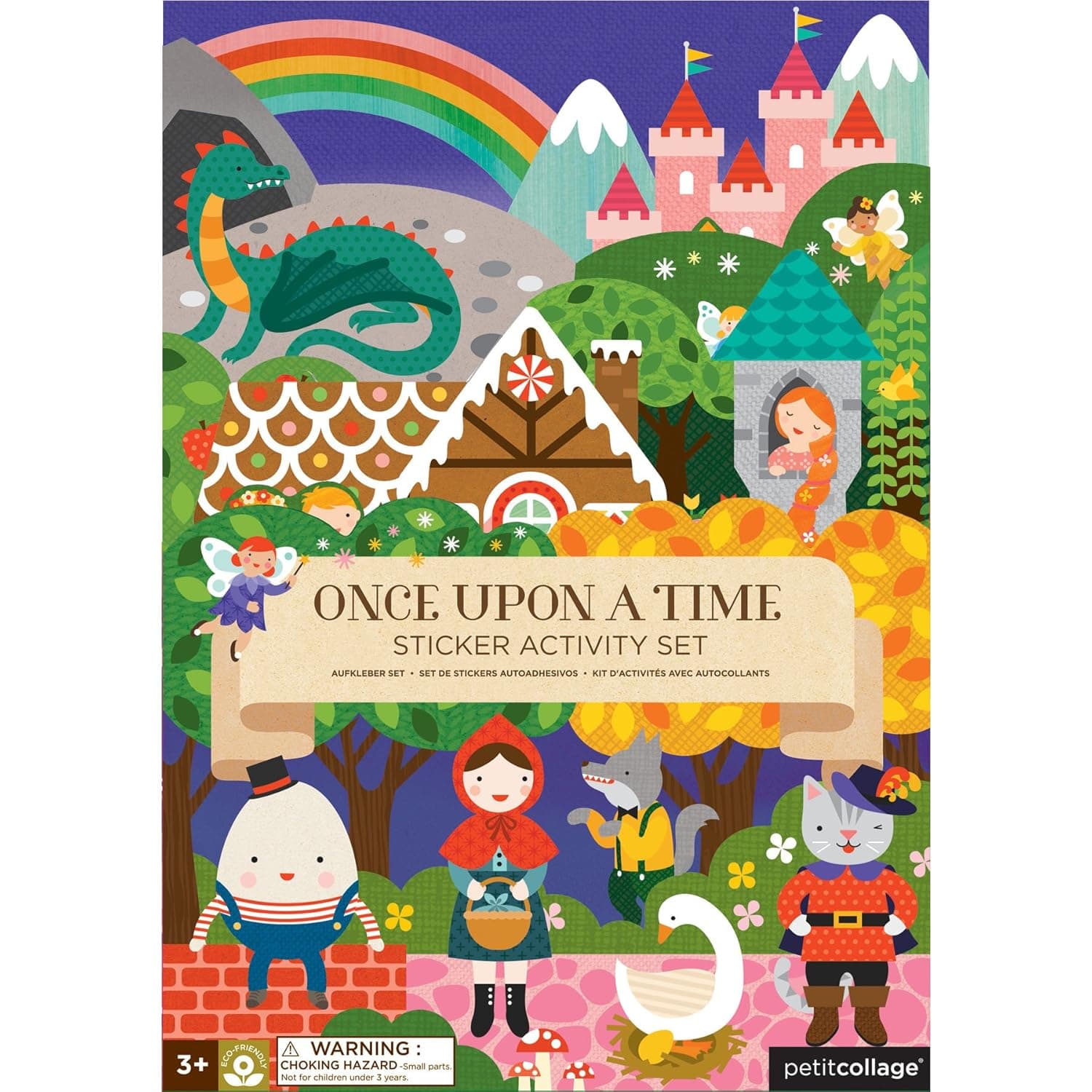 Petit Collage Sticker Activity Book, Once Upon A Time – Giant Fold Out Sticker Book for Kids, Includes Over 100 Reusable Stickers – Activity Book for Ages 3+