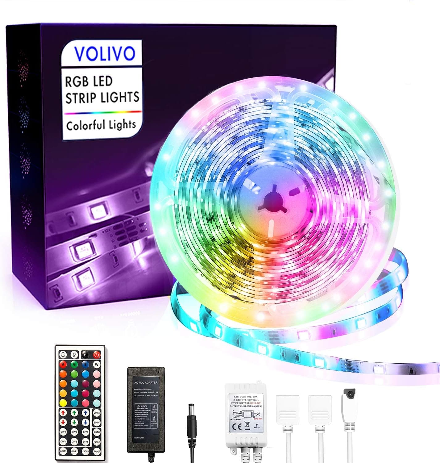Volivo Waterproof Led Lights for Bedroom 16.4ft Color Changing Strip Light Kit, 1 Roll of 16.4ft