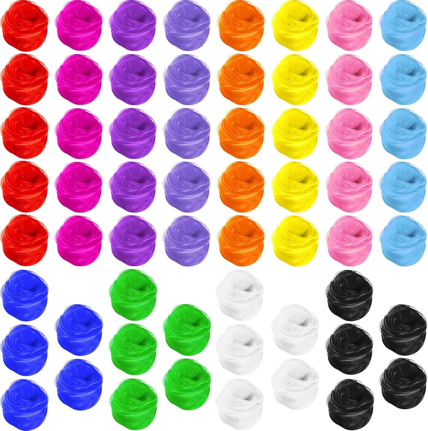 Zhanmai 60 Pieces Juggling Scarf Square Dance Scarves Props Silky Scarves Dance Scarves Magic Tricks Performance Props Accessories Movement Scarves Rhythm Band Scarf, 24 x 24 Inches, 12 Colors