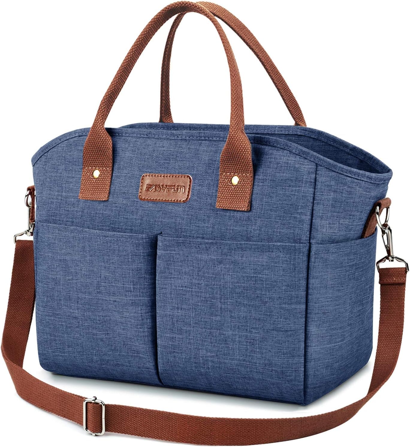 Lunch Bags for Women Insulated Thermal Lunch Tote Bag with Shoulder Strap Upgrade Large Lunch Box Container Drinks Holder for Adults Men Work College Picnic Beach Park, Blue