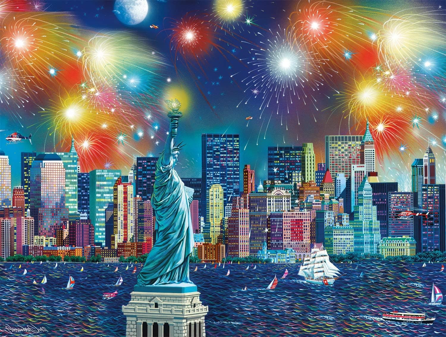 Buffalo Games - Cities in Color - Manhattan Celebration - 750 Piece Jigsaw Puzzle, 24"L X 18"W