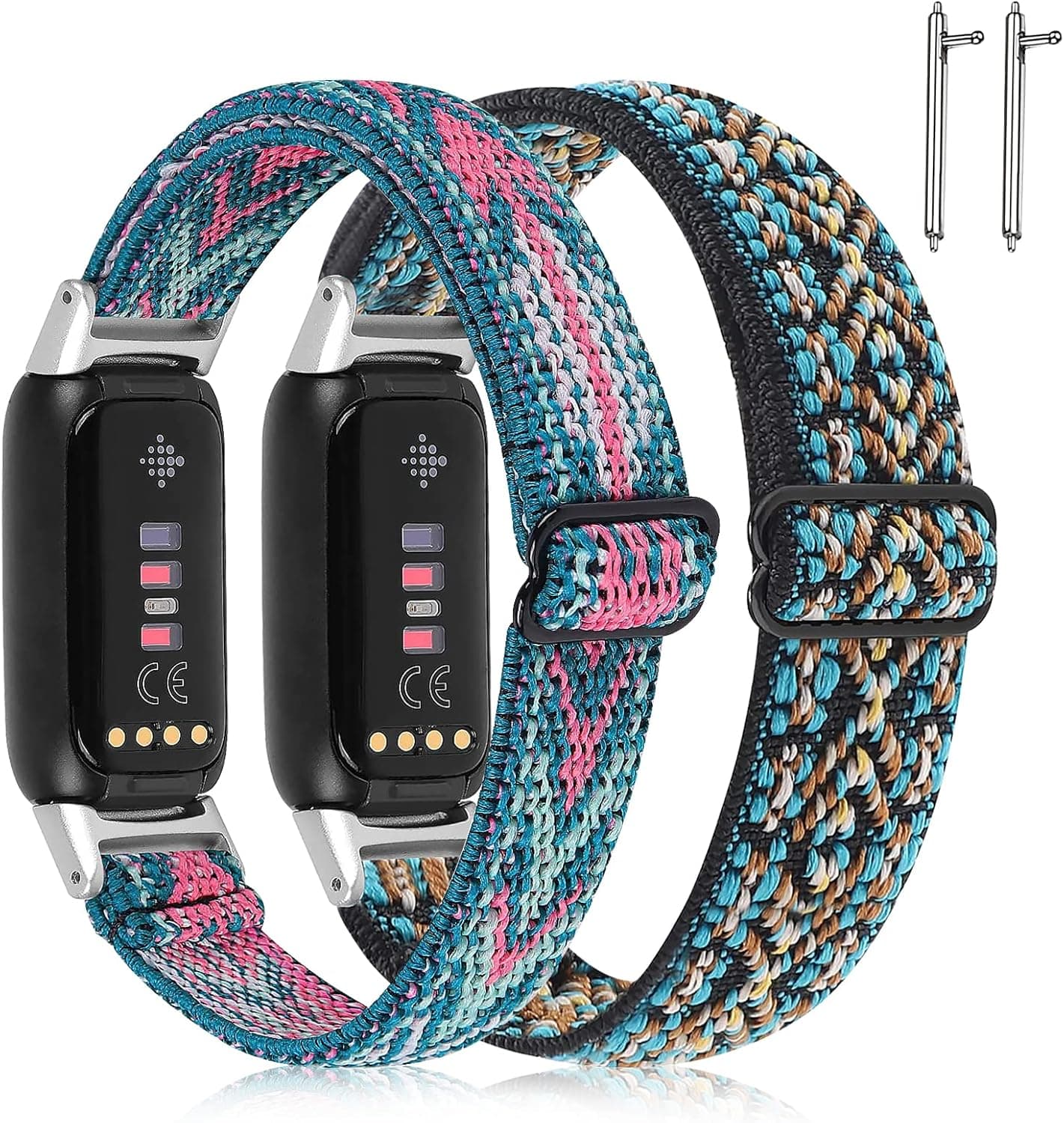 Sambois Elastic Bands Compatible with Fitbit Luxe Bands, Adjustable Soft Braided Nylon Wristband Replacement for Fitbit Luxe Fitness and Wellness Tracker Women Men
