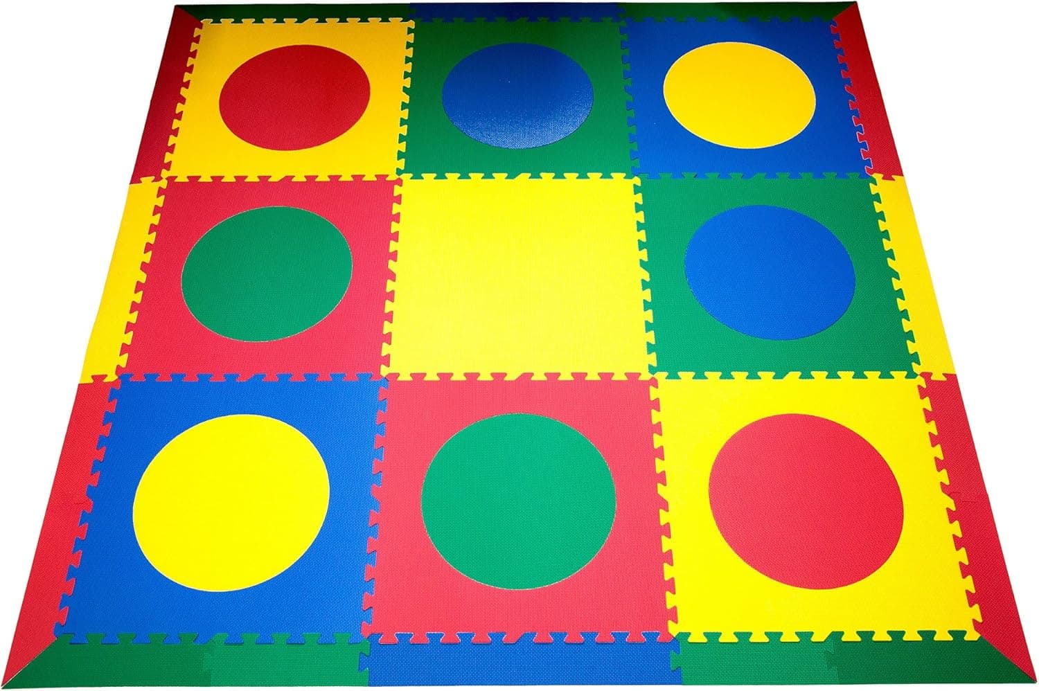 SoftTiles Circles Premium Interlocking Foam Large Kids Playroom Playmat Red, Yellow, Blue, Green 78" x78"