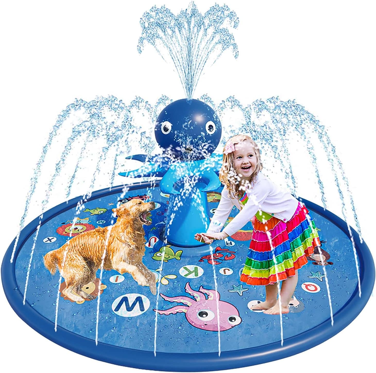 Blasland Splash Pad, Octopus Splash Pads for Toddlers 1-3, Sprinkler Splash Pad for Kids, Inflatable Wading Baby Toddler Pool, Fun Summer Outdoor Water Toys for 2 3 4 5 6 7 8 Years Old Boys Girls