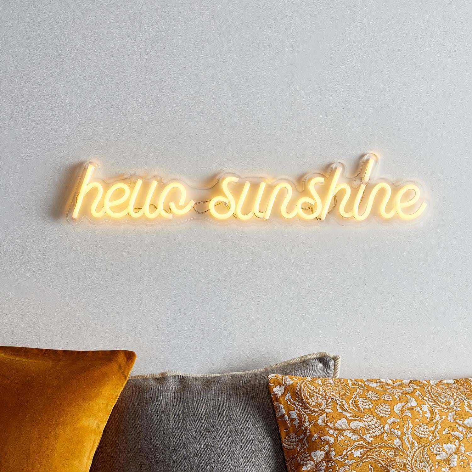 Lights4fun, Inc. 24” Hello Sunshine Neon Yellow LED Sign Wall Light