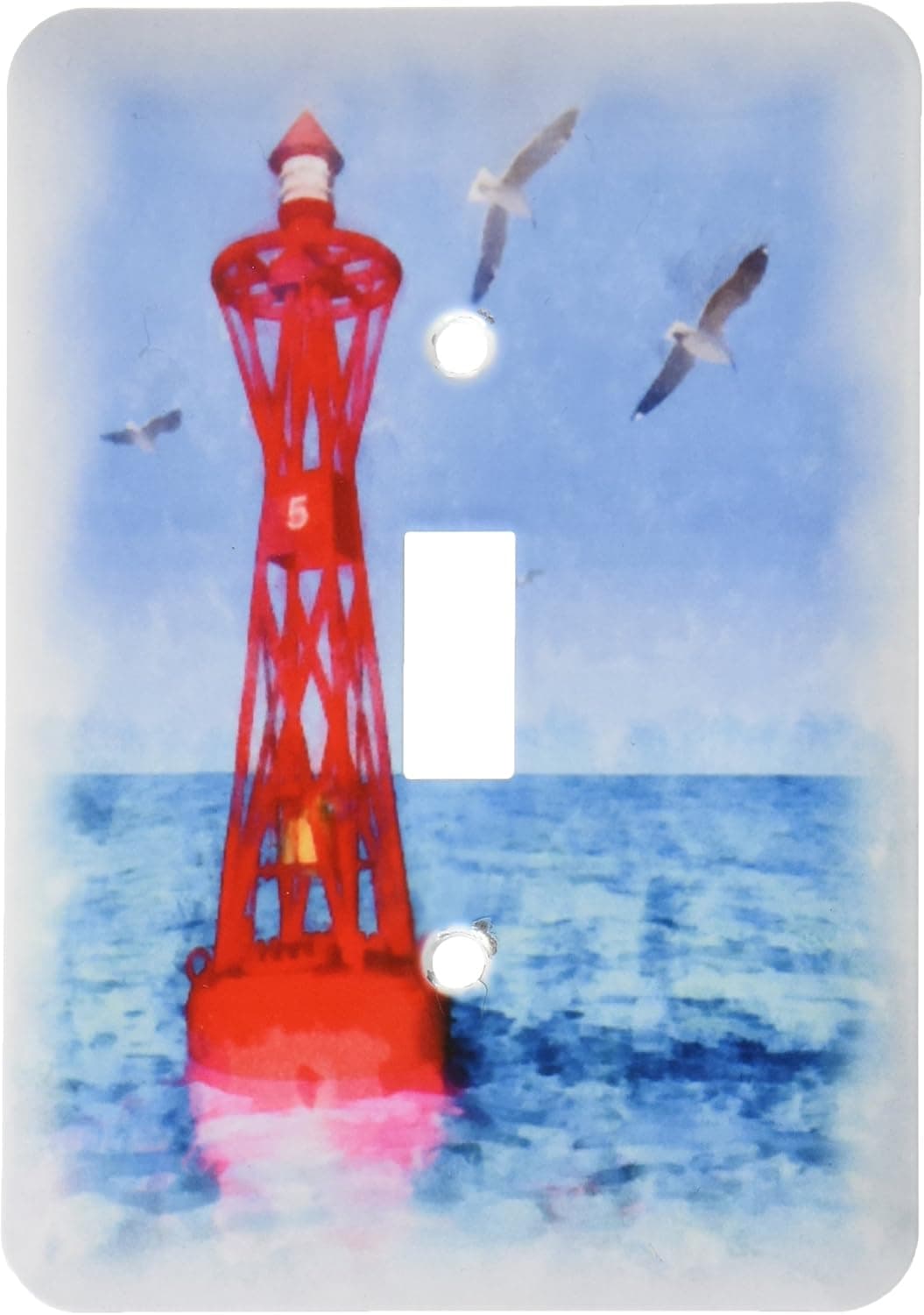 3dRose lsp_40571_1" Red Buoy and Seagulls Single Toggle Switch