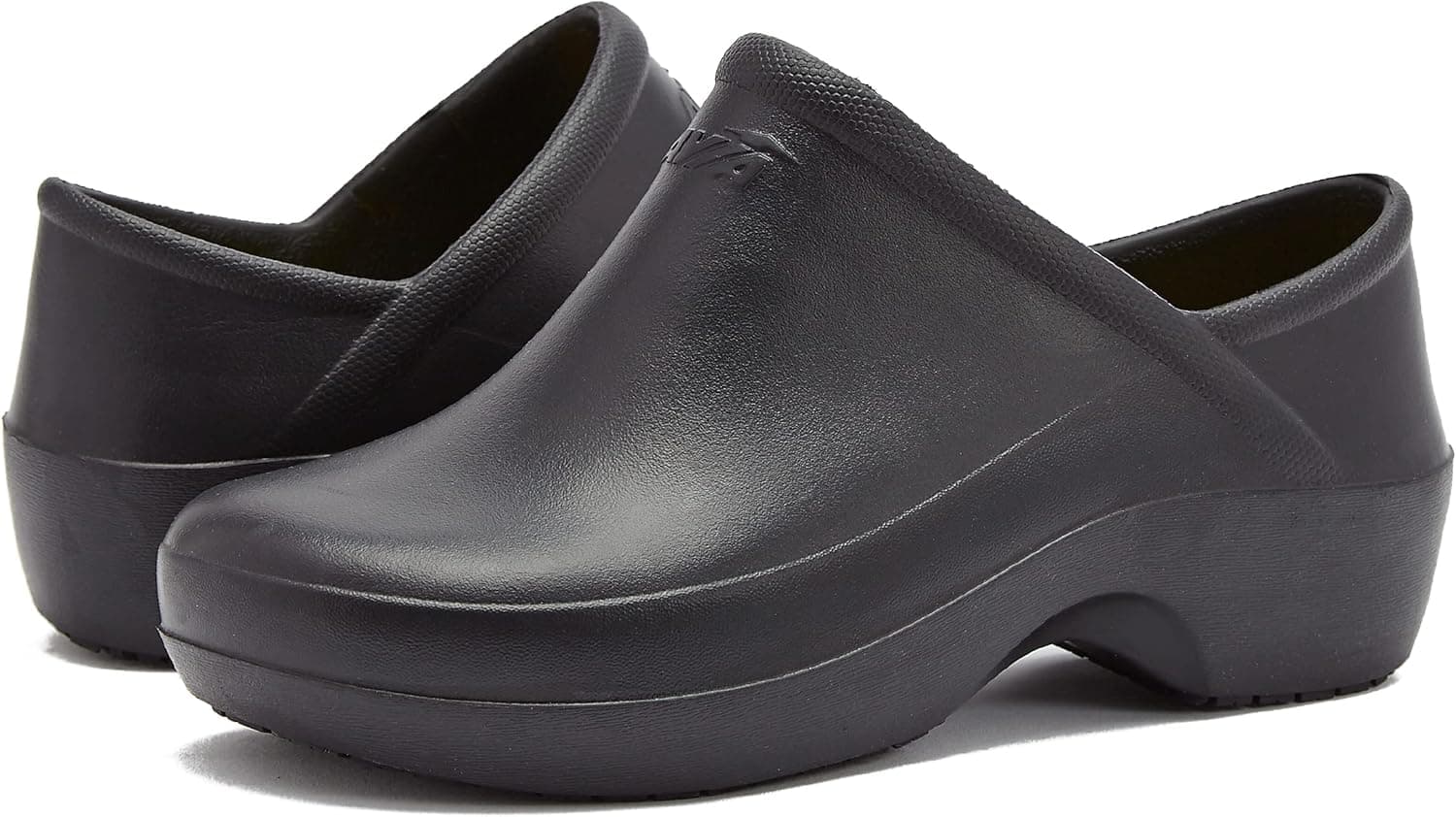Avia Shadow Slip Resistant Clogs for Women, Slip On Work Shoes for Food Service, Black