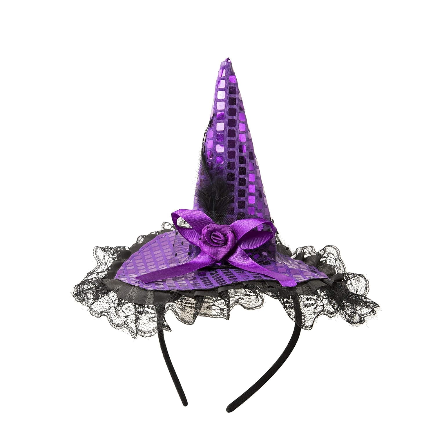 Halloween Witch Hat Headband for Women Witch Hat Hair Accessories for Halloween Costume Party Supplies (Purple)
