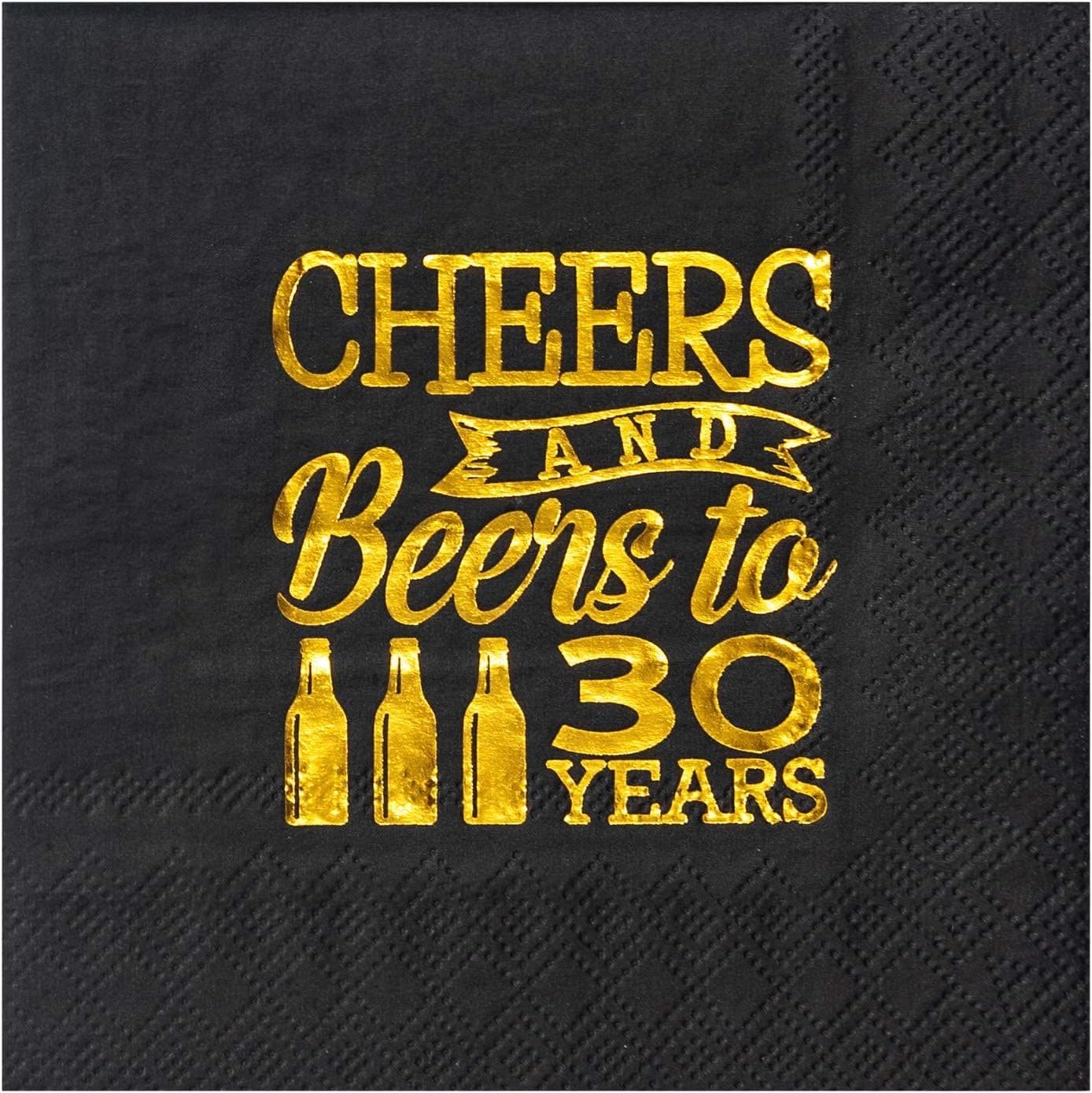 Crisky Cheers to 30 Years 30th Birthday Napkins Black and Gold 30th Brithday Decorations Birthday Party Supplies Beverages Napkins 50 PCS, 3-Ply