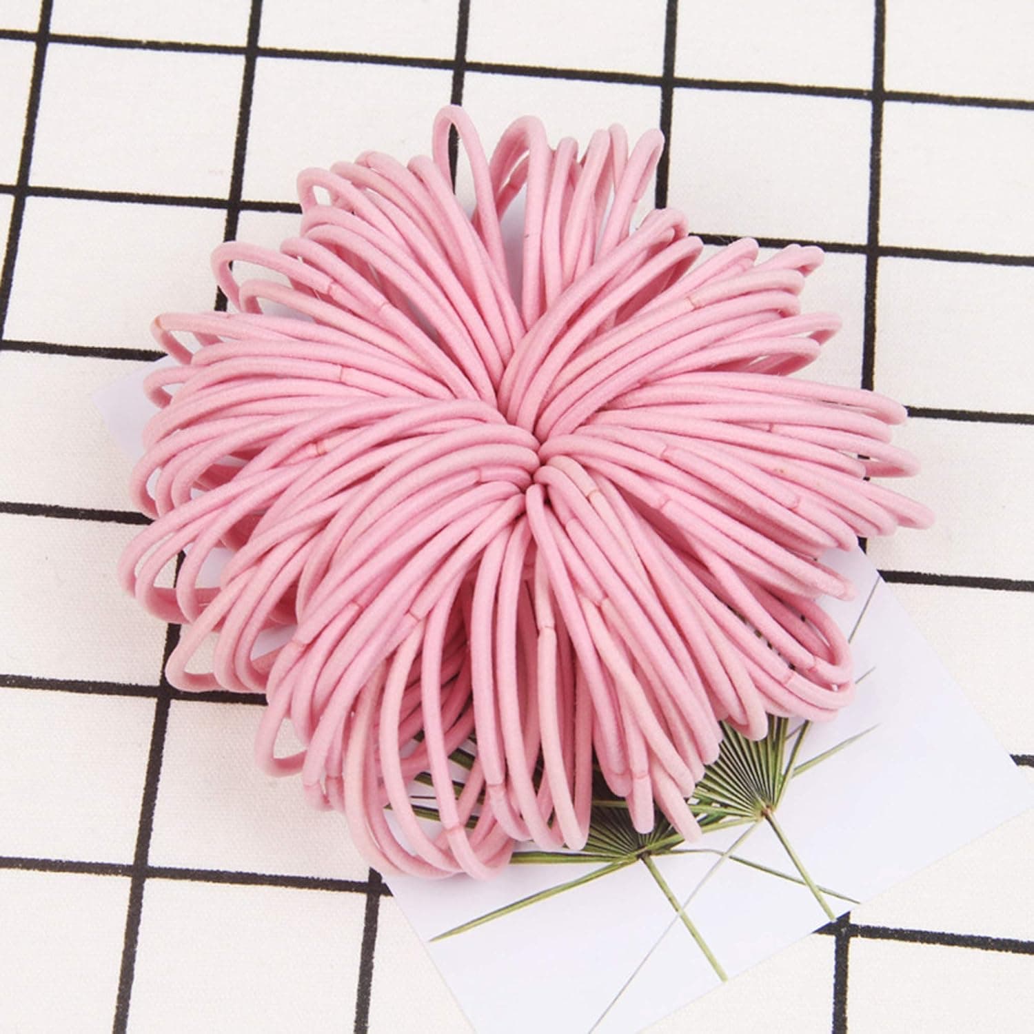 KK BETO 120Pcs 3mm Elastic Hair Ties - Rubber Hair Ties Hair Bands No Crease Ponytail Holder for Girls Women (Pink)