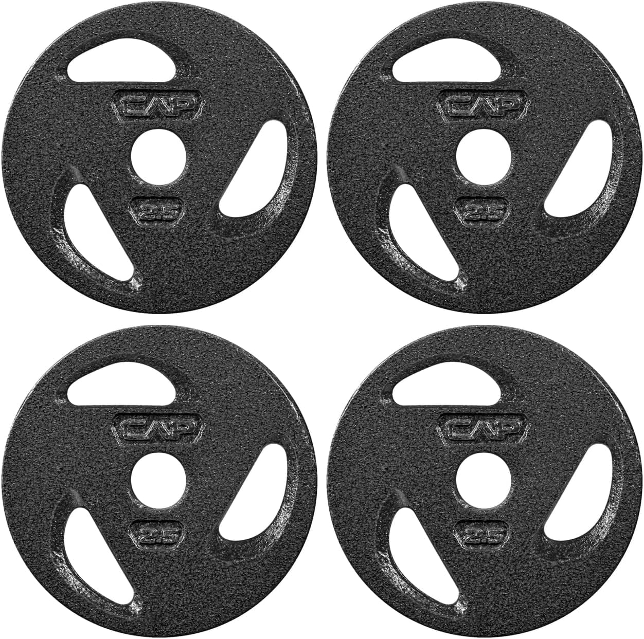 WF Athletic Supply 1-Inch Hole Cast Iron Grip Plate, Compatible with 1-Inch Standard Barbell, 3 Holes Grip Offering Athletes a Comfortable Grip and an Easier Way to Lift