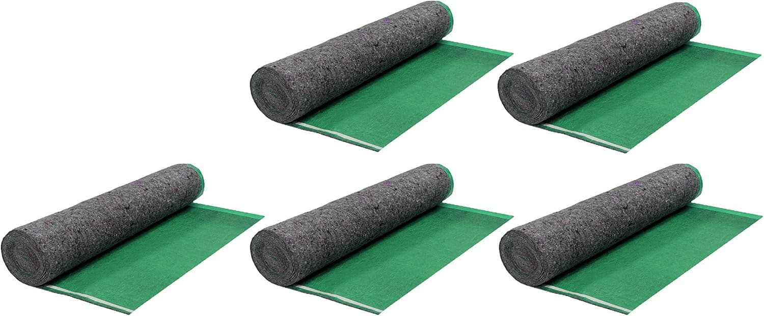 AMERIQUE FLTPK5GR Emerald Green 500SQFT 5TH Generation Extreme Quiet Super Heavy Duty Felt 3-in-1 Underlayment Padding with Tape & Vapor Barrier, 3.2MM, 500 sq. ft Square Feet