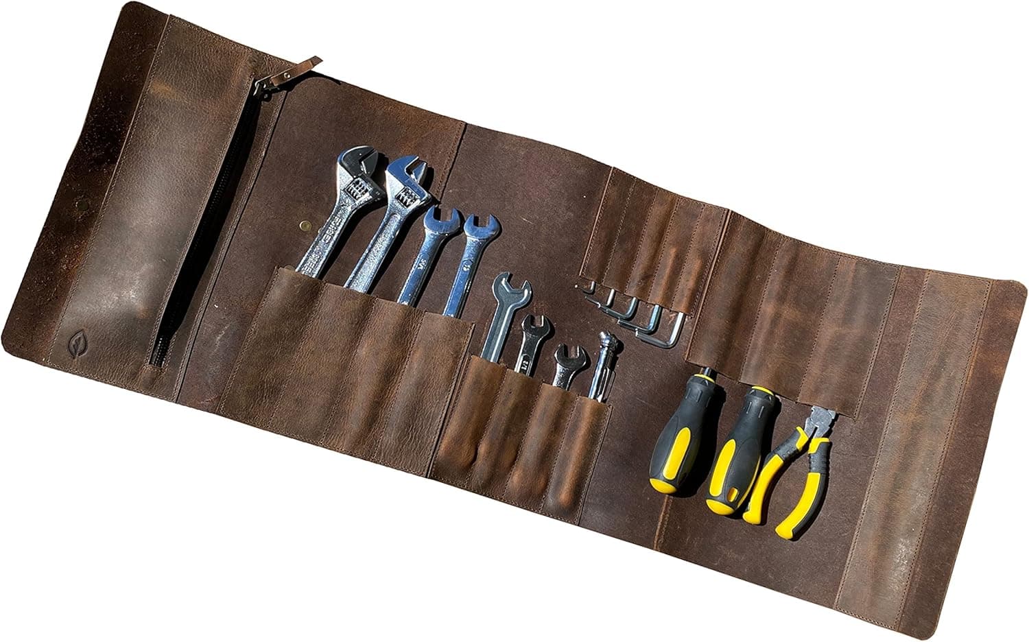 One Leaf Leather Tool Roll Organizer Bag v3 (Brass Hardware)