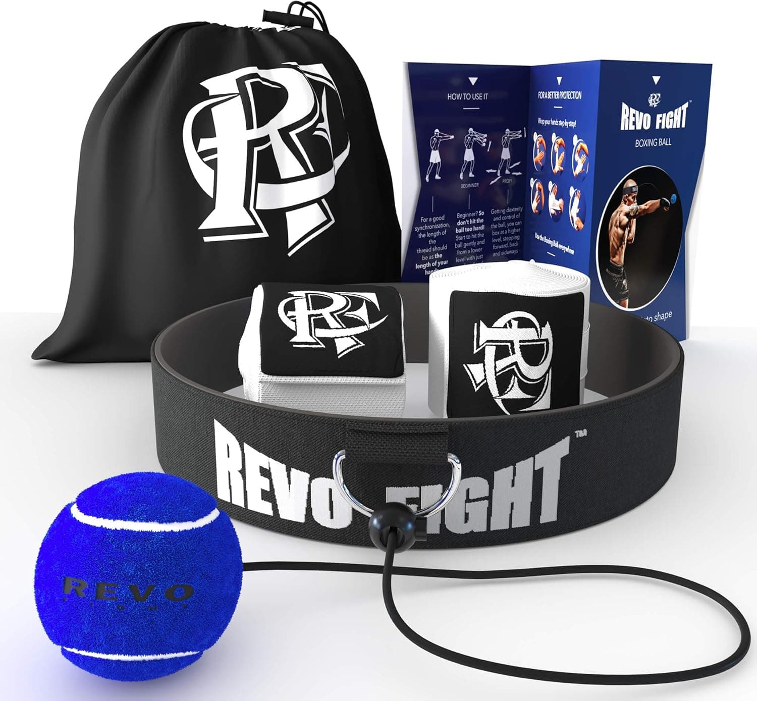 Revo Fight Upgraded Boxing Reflex Ball, Premium Headband with Training Ball on String, Boxing Equipment for Kids/Adults to Improve Reaction, Punching Speed, Hand-Eye Coordination