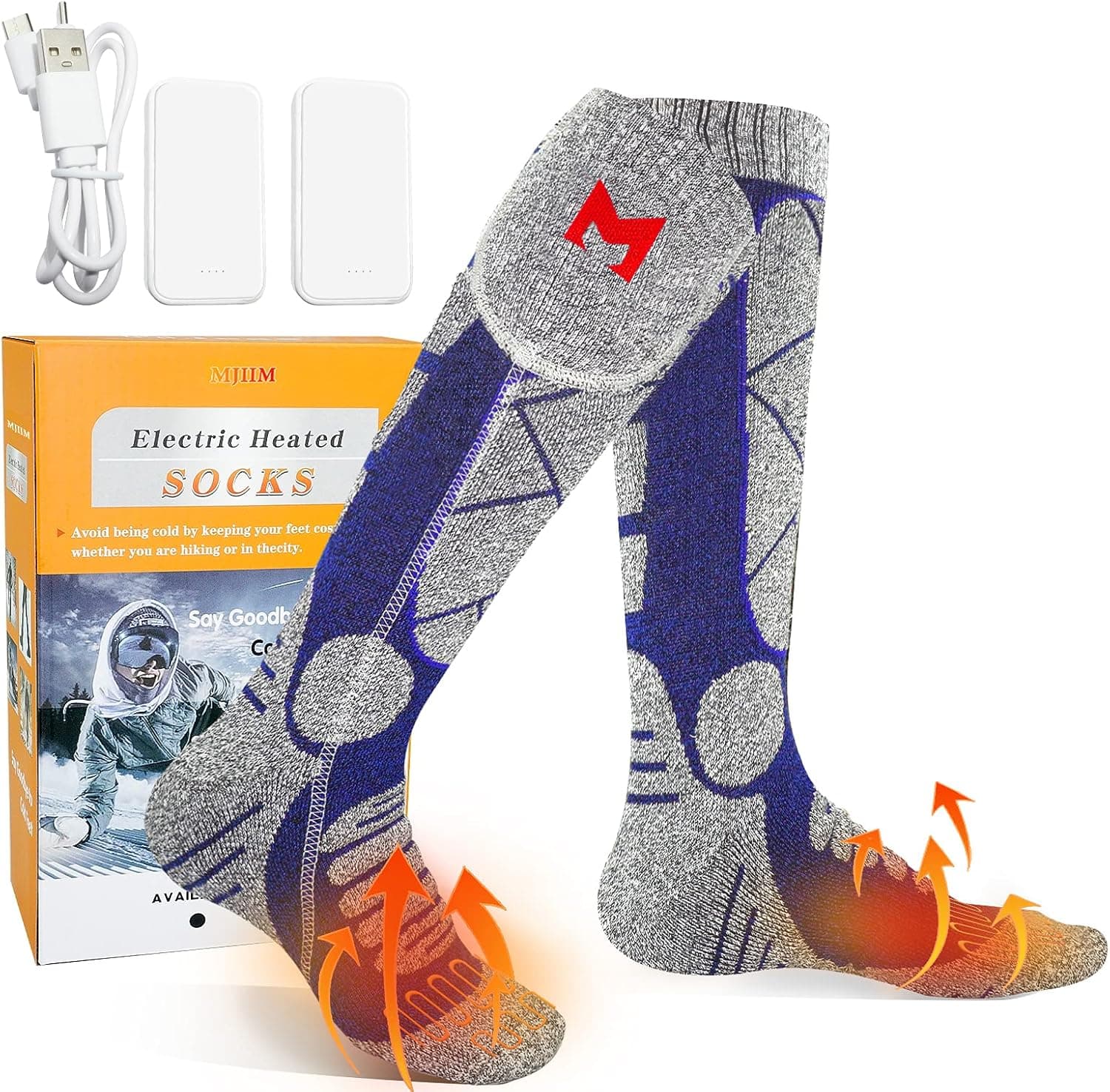 Rechargeable Heated Socks, Heated Socks for Men Women, Electric Heated Socks 3 Heating Settings Heated Socks for Hiking Skiing Hunting Fishing