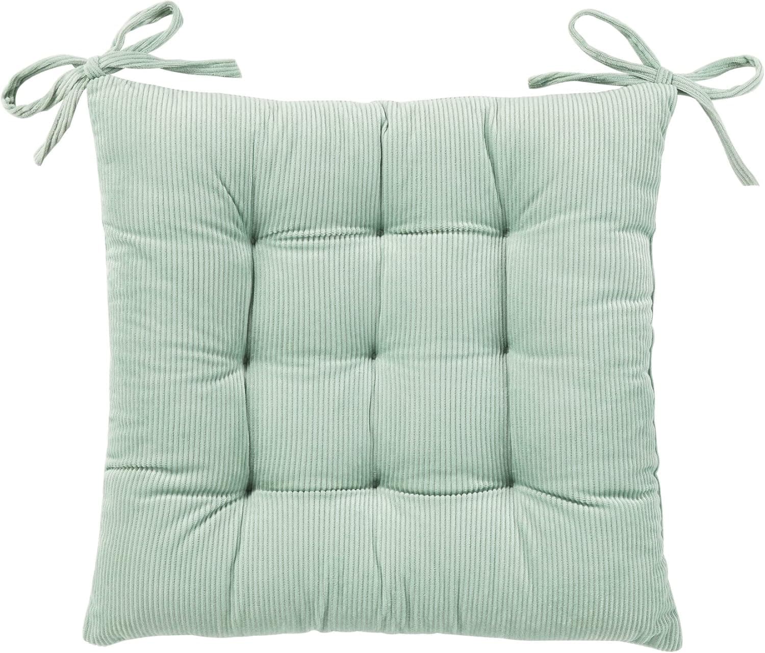 HLOVME Corduroy Chair Cushion with Ties Ultra Soft Warm Floor Cushion for Kids Reading Nook Comfortable Square Seat Cushion for Adult 15.7”x15.7”, Green