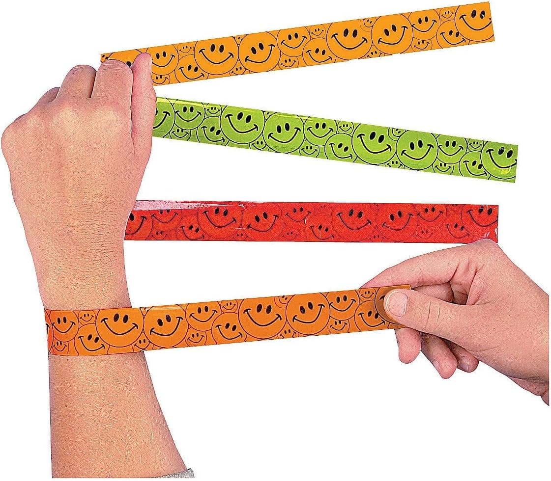Fun Express Smiley Face Slap Bracelets - Jewelry - 12 Pieces
