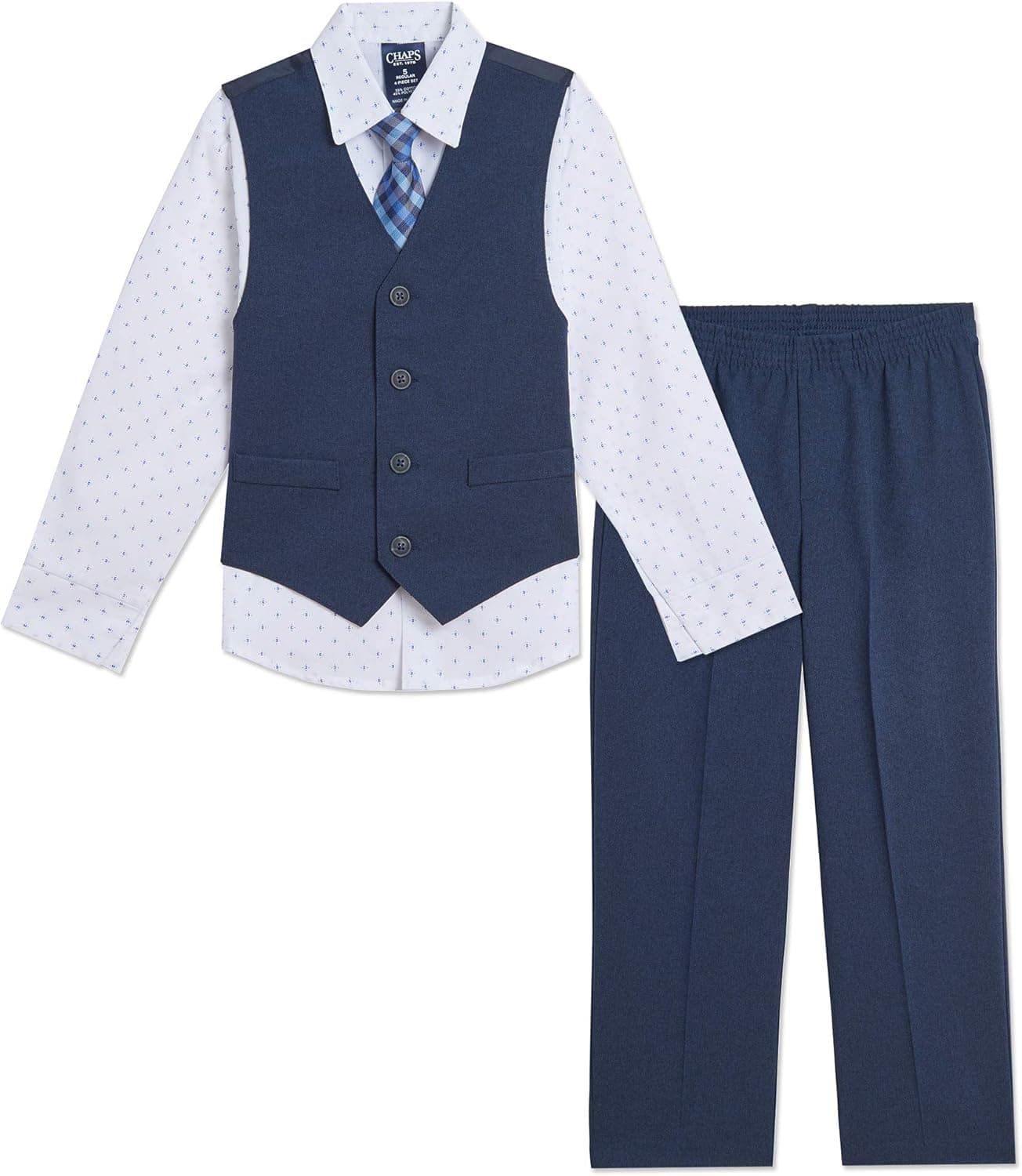 Chaps Boys' 4-Piece Formal Suit-Vest Sets