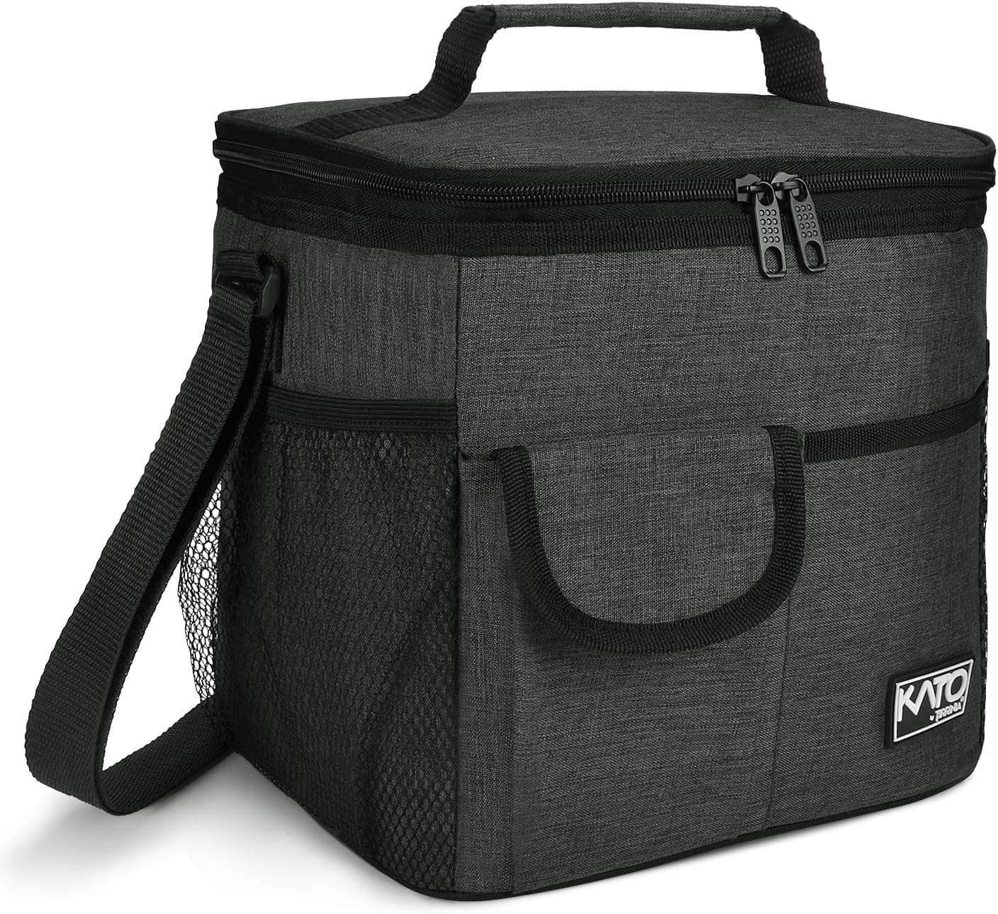 Large Insulated Lunch Bag for Women Men, 10L Leakproof Thermal Reusable Lunch Box for Adult, Tall Meal Prep Lunch Cooler Tote with 4 Pockets for Office Work by Tirrinia, Black
