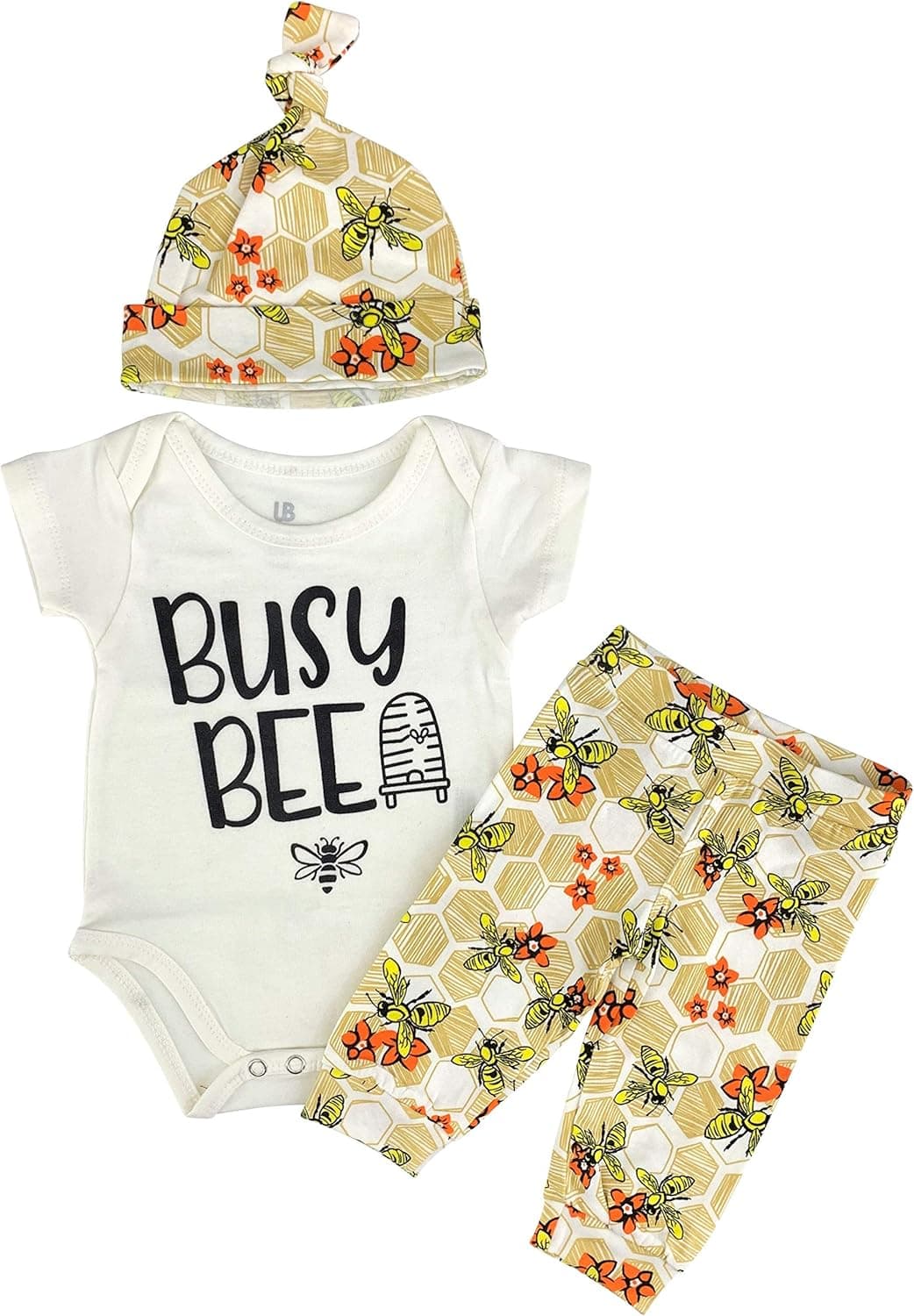 Unique Baby Unisex 3 Piece Layette Onesie Sets Romper Shorts Pants Cap Headband