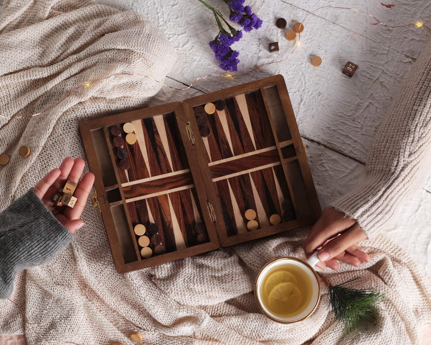 storeindya Wooden Backgammon Coffee Table Games Classic Board Game Christmas Housewarming Gift Ideas