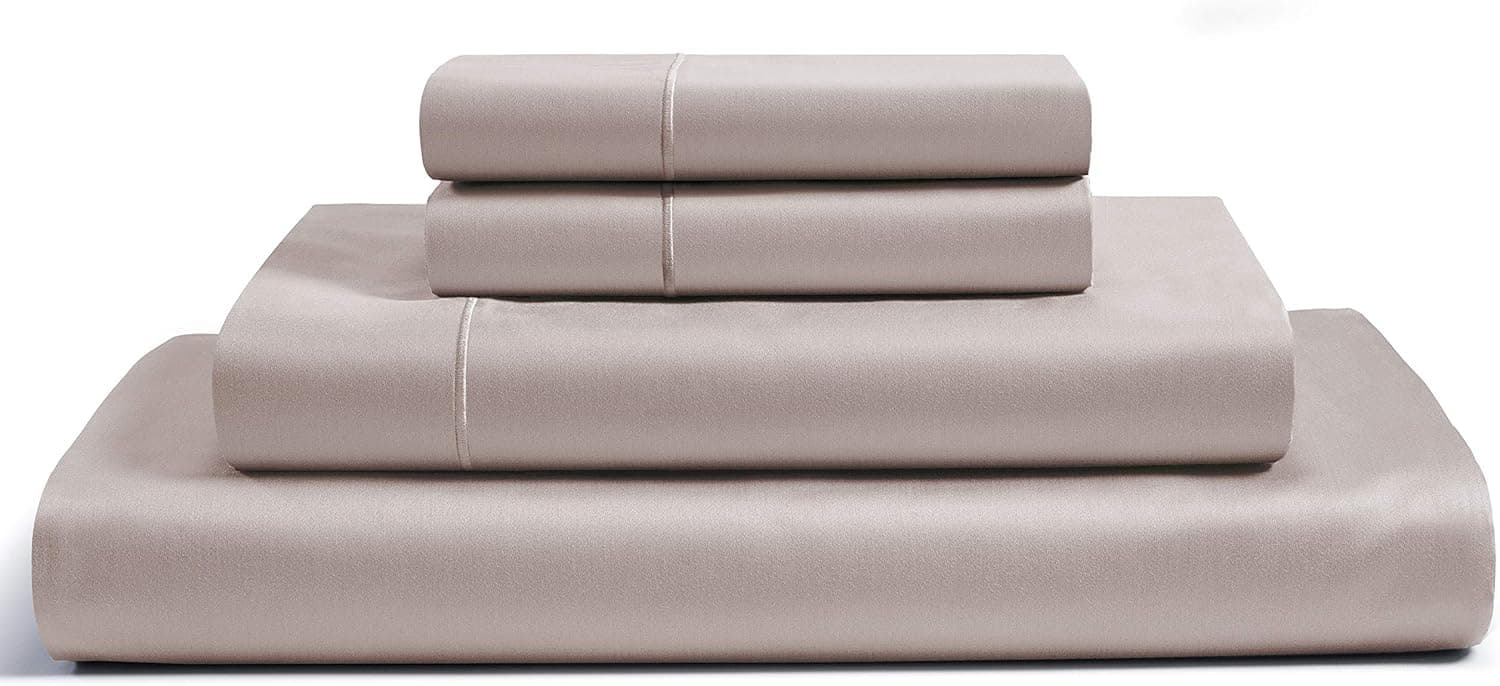 CHATEAU HOME COLLECTION 100% Egyptian Cotton 4-Piece Sheet Set 800 Thread Count 16 inch Deep Pockets (fits Upto 18" mattresses) Solid Sateen Weave Hotel Luxury Soft Comfort Bedding (Split King, Taupe)