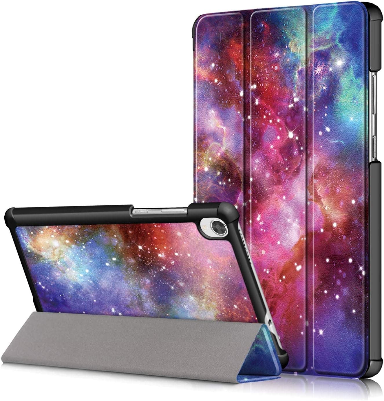 leiminger Cover for Lenovo Tab M8 8.0",Tri-Fold Hard Kid Proof Cover PU Ultra Smart Case with Protection Shell Shockproof Bumper for Lenovo Tab M8 FHD TB-8705F/X/Tab M8 HD TB-8505F/X Tablet (Galaxy)