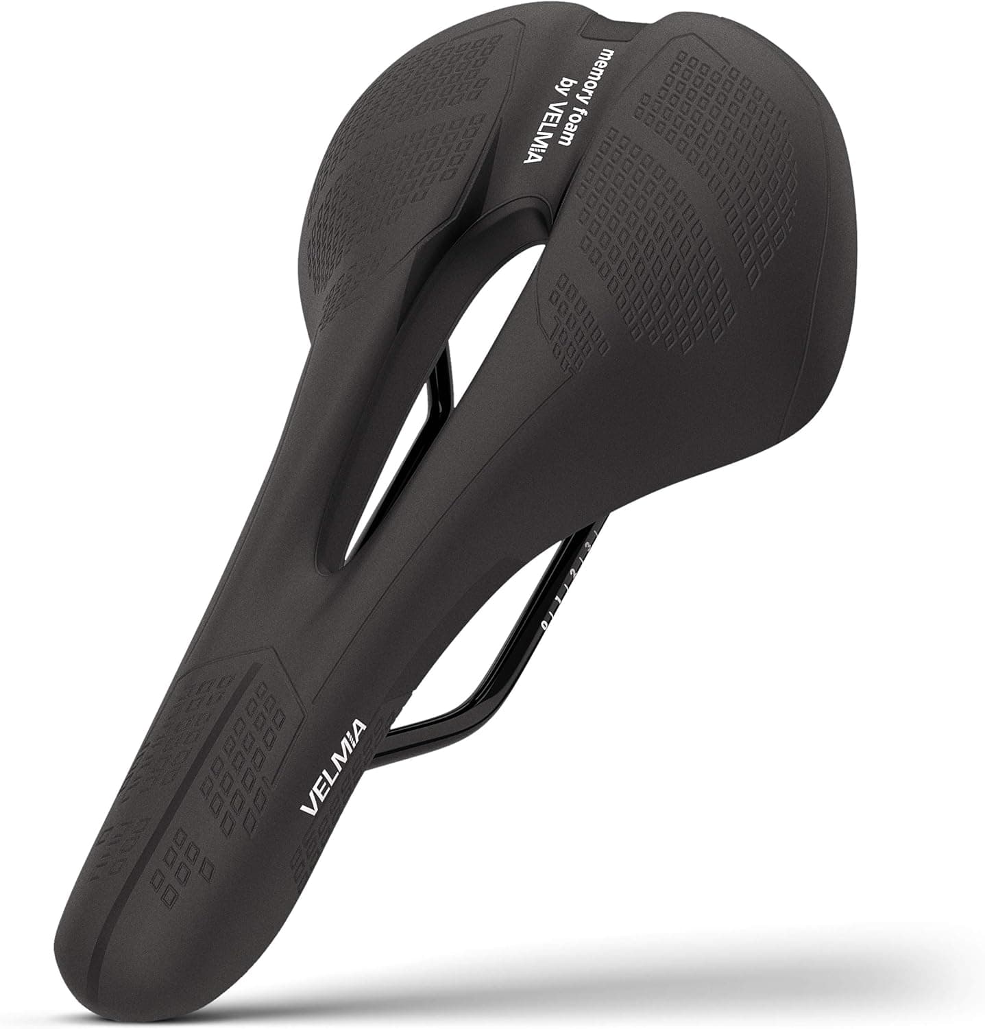 VELMIA Bike Seat Designed in Germany, Made of Comfy Memory Foam I Bicycle Seat for Men and Women, Waterproof Bike Saddle with Smart Zone-Concept I Exercise Bike Seat, Seat for BMX, MTB & Road