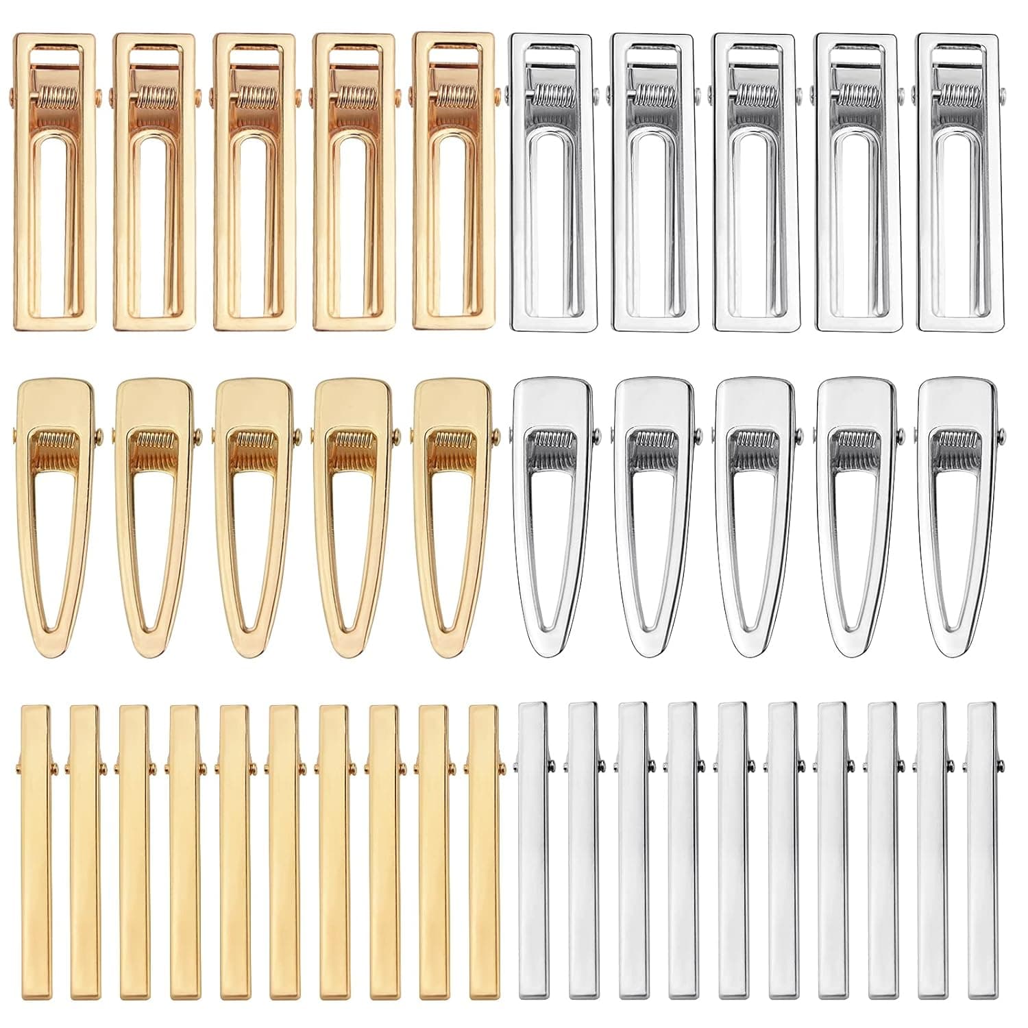 Bskifnn 60PCS Hair Clips for Silicone Resin Molds, DIY Hair Bow Clips Pearl Hairpin Hair Accessories for Girls and Women (Mix Silver-Golden)