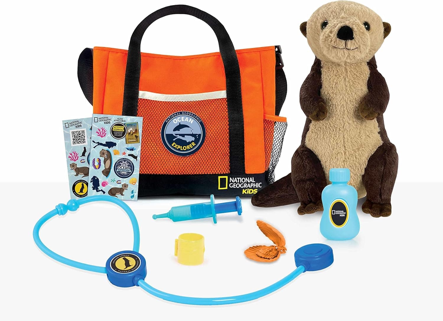 National Geographic Kids Sea Otter Care and Nurture Set, Stuffed Animals, Doctor Kits, Kids Toys for Ages 3 Up, Gifts and Presents, Amazon Exclusive