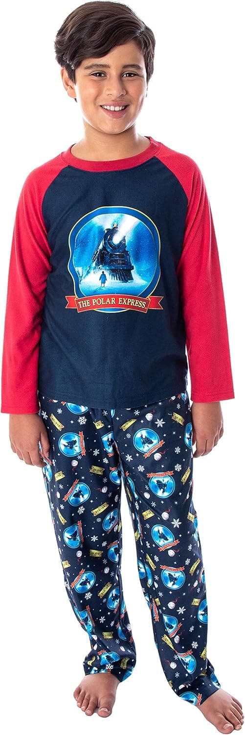 INTIMO The Polar Express Train Big Kids Raglan Pajama Set
