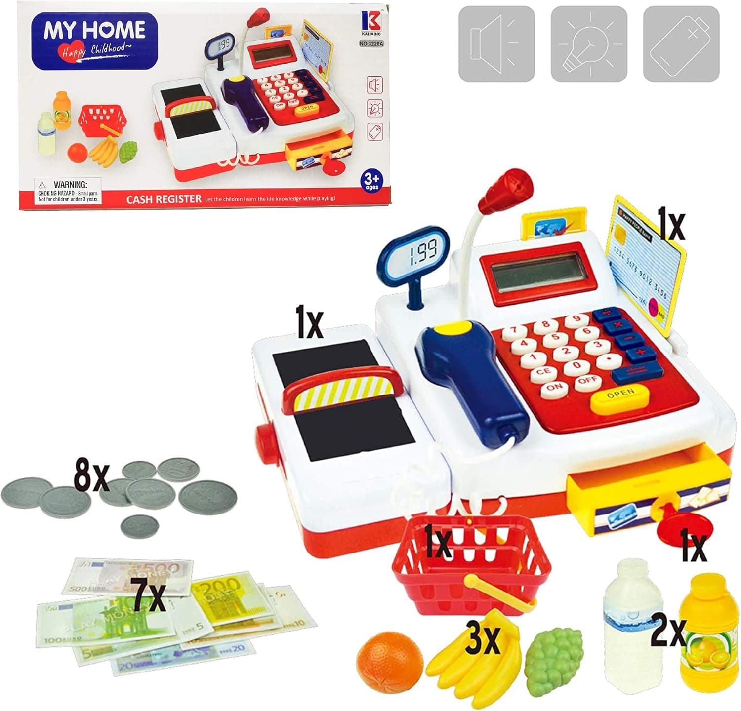 Supermarket Cashier Toy Kids Cash Register Playset, Pretend Play Set for Kids, Colorful Children’s Supermarket Checkout Toy with Microphone & Sounds, Ideal Gift for Toddlers & Pre-schoolers