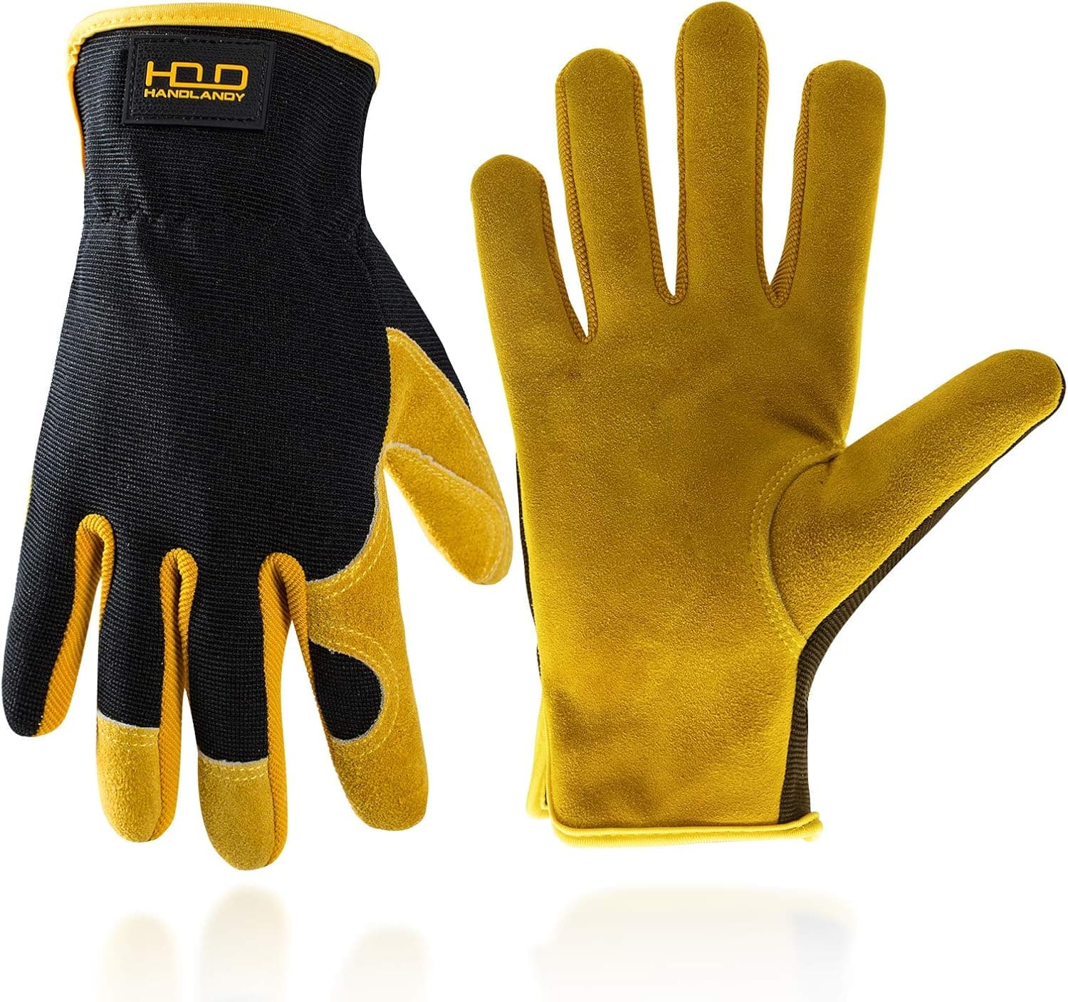 Leather Work Gloves for Men & Women, Cowhide Gardening Gloves Utility Work Gloves, Mechanic Construction Driver Gloves