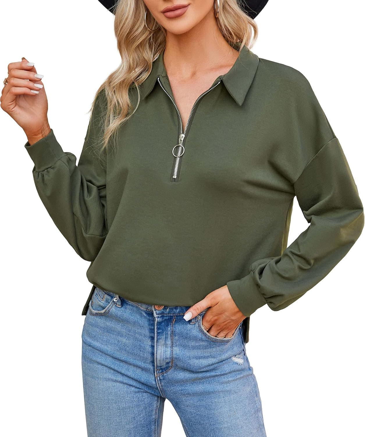 TINSTREE Womens Long Sleeve Half Zip Pullover Lightweight Sweatshirt Quarter Zip Hoodie Sweater Stripe Activewear Jacket
