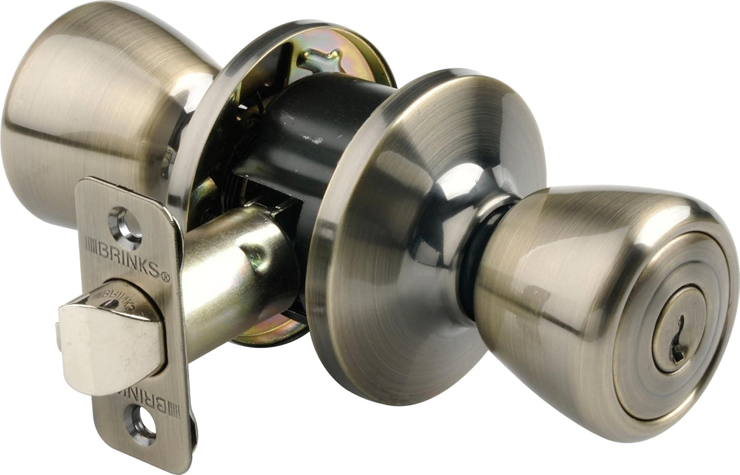 Brinks 2101-109 Tulip-Style Keyed Entry Door Knob, Antique Brass