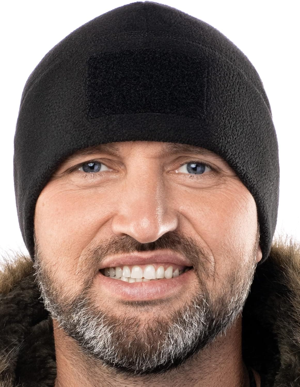 2SBR 2SABERS Tactical Winter Fleece Beanie with Patch Panel – Skull Watch Cap Hat Army