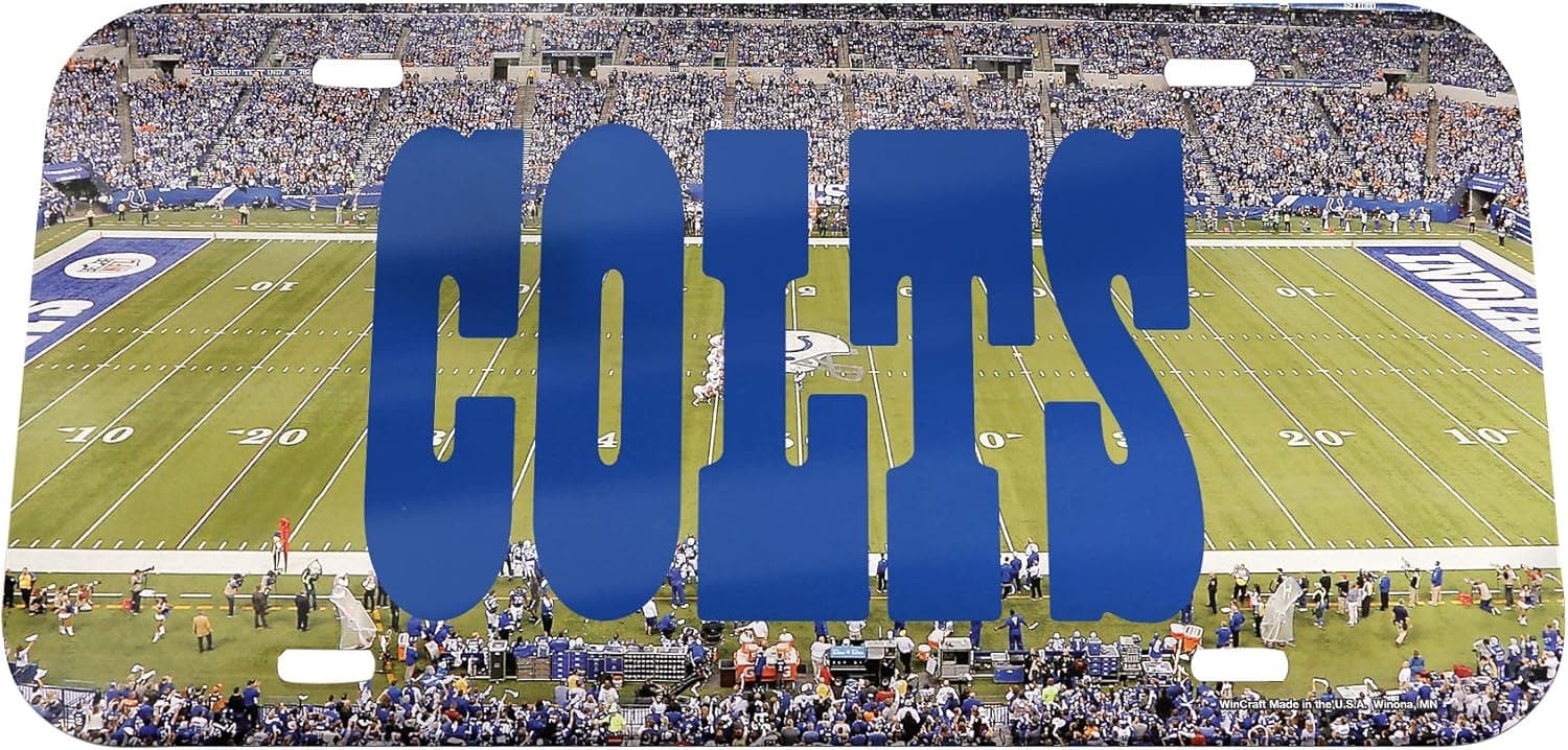 WinCraft NFL Indianapolis Colts Stadium Crystal Mirror License Plate, 6 x 12