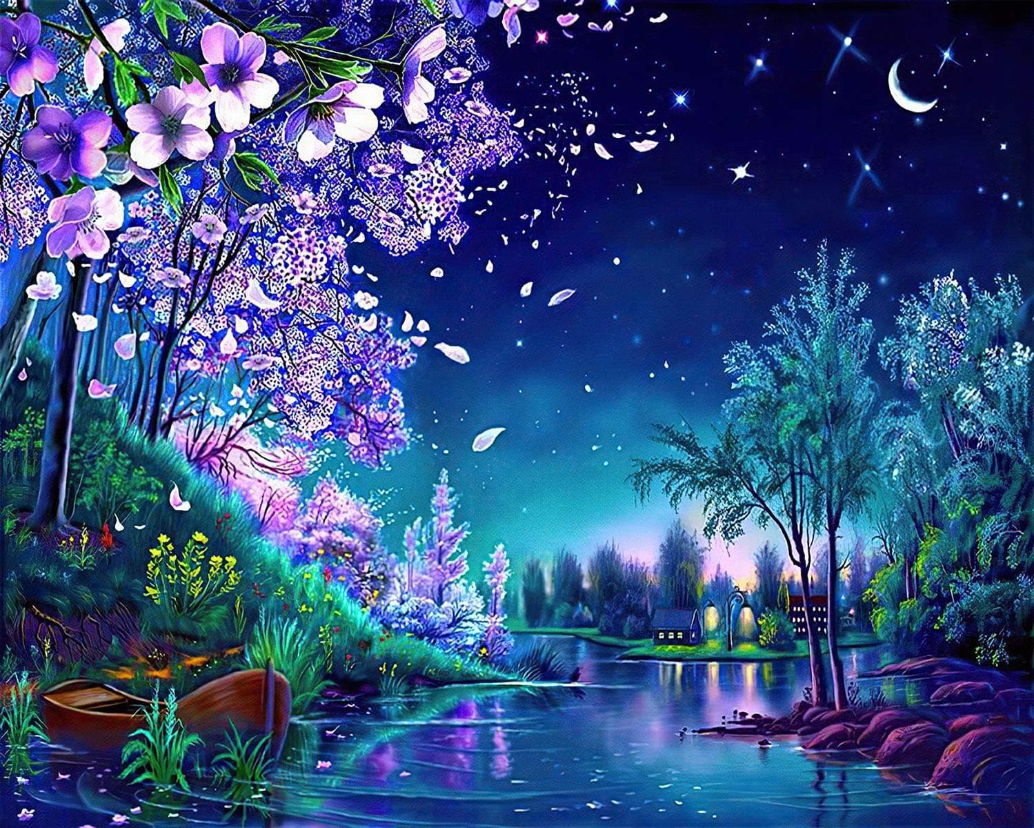 Purple Night Puzzle Moon Landscape Large Paper Puzzle 1000 Pieces Jigsaw Puzzle Kids Adult