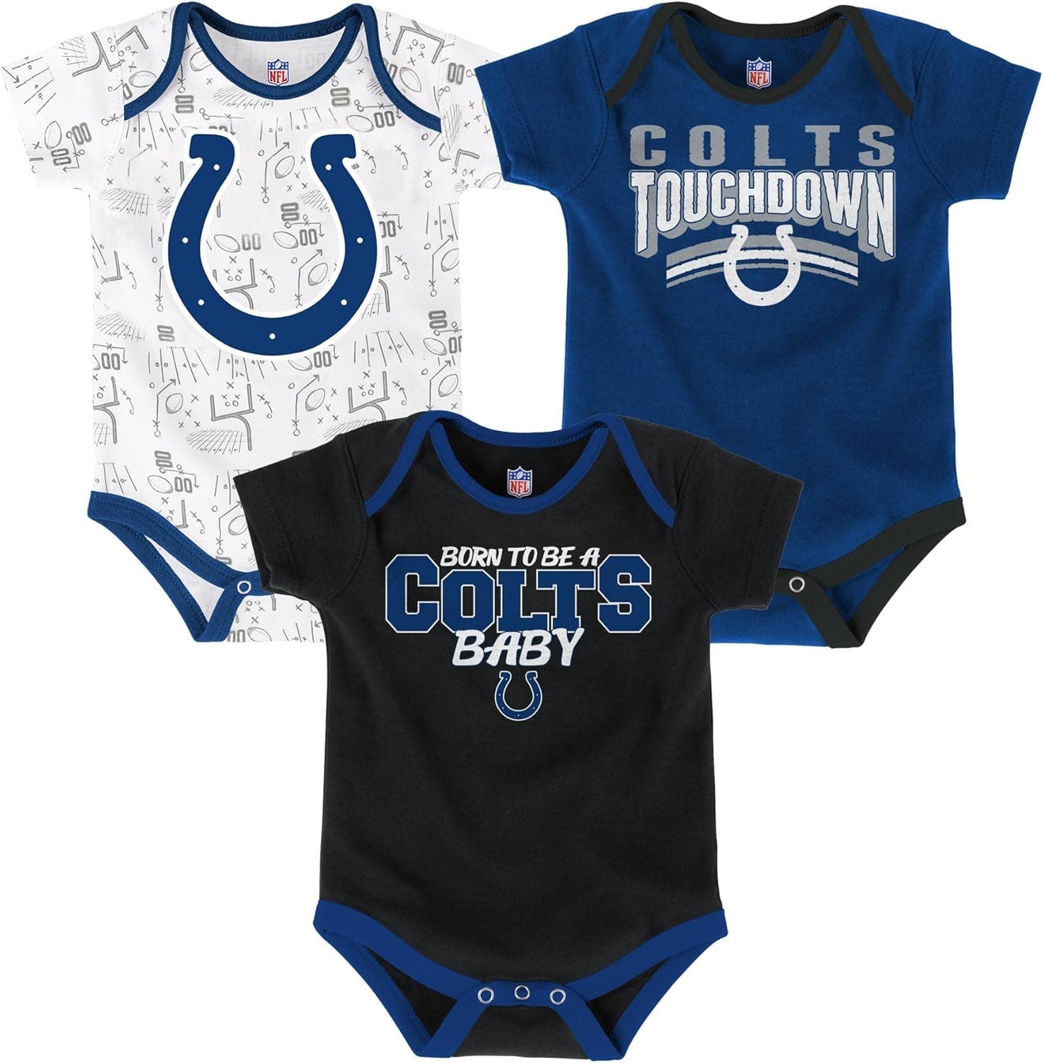 Outerstuff NFL Infant Playmaker 3 Piece Onesie Set-Speed Blue-12 Months, Indianapolis Colts