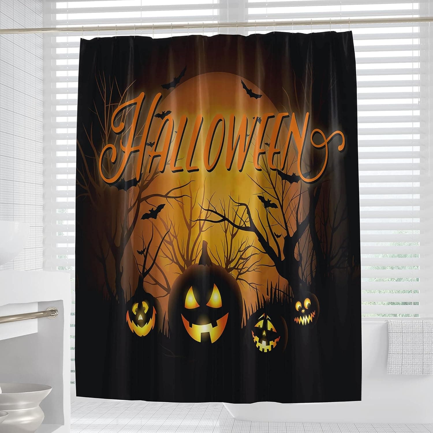 Halloween Shower Curtain for Bathroom Maleficent Scary Curtains 72x72 Inch