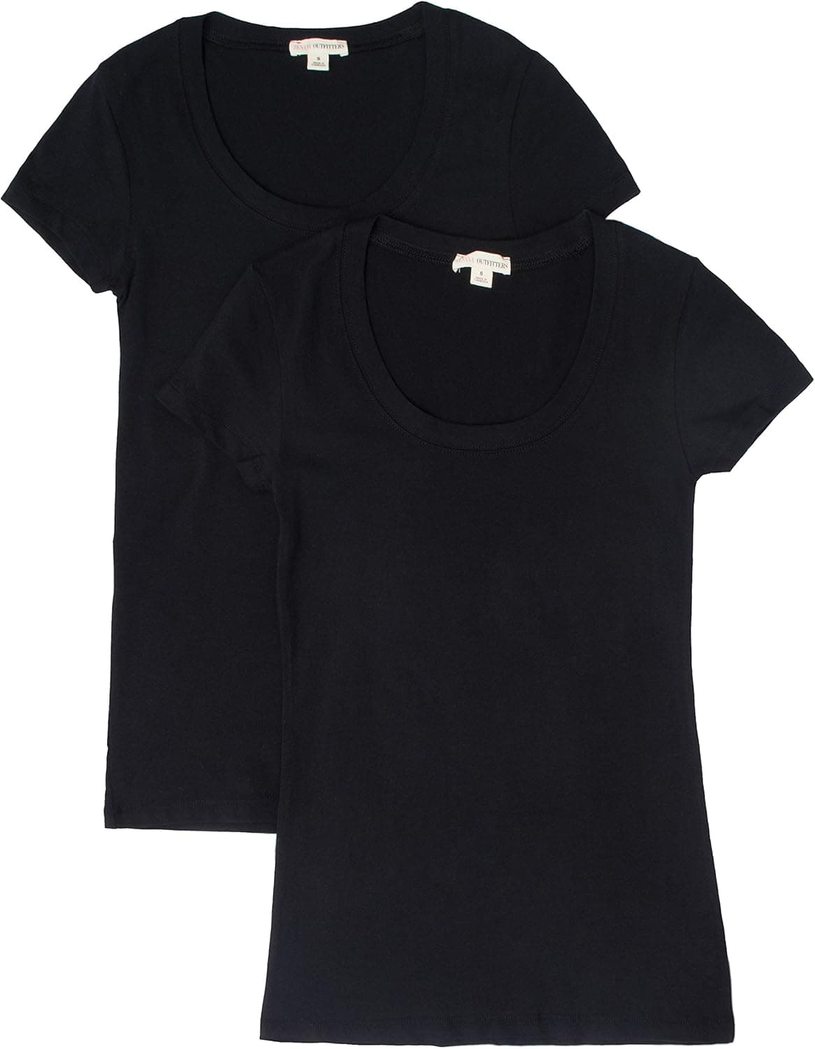2 Pack Zenana Women's Basic Scoop Neck T-Shirt Large , Black