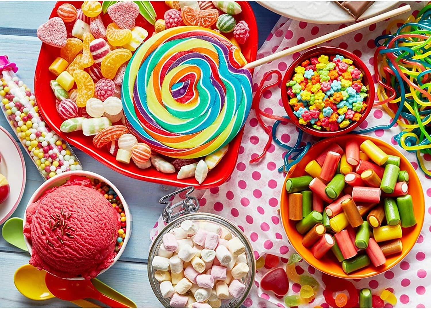 NATGIFT Puzzles for Adults Jigsaw Puzzles 1000 Pieces for Adults Kids– Crazy Colorful Candy Lollipops Artwork Intellective Educational Toy