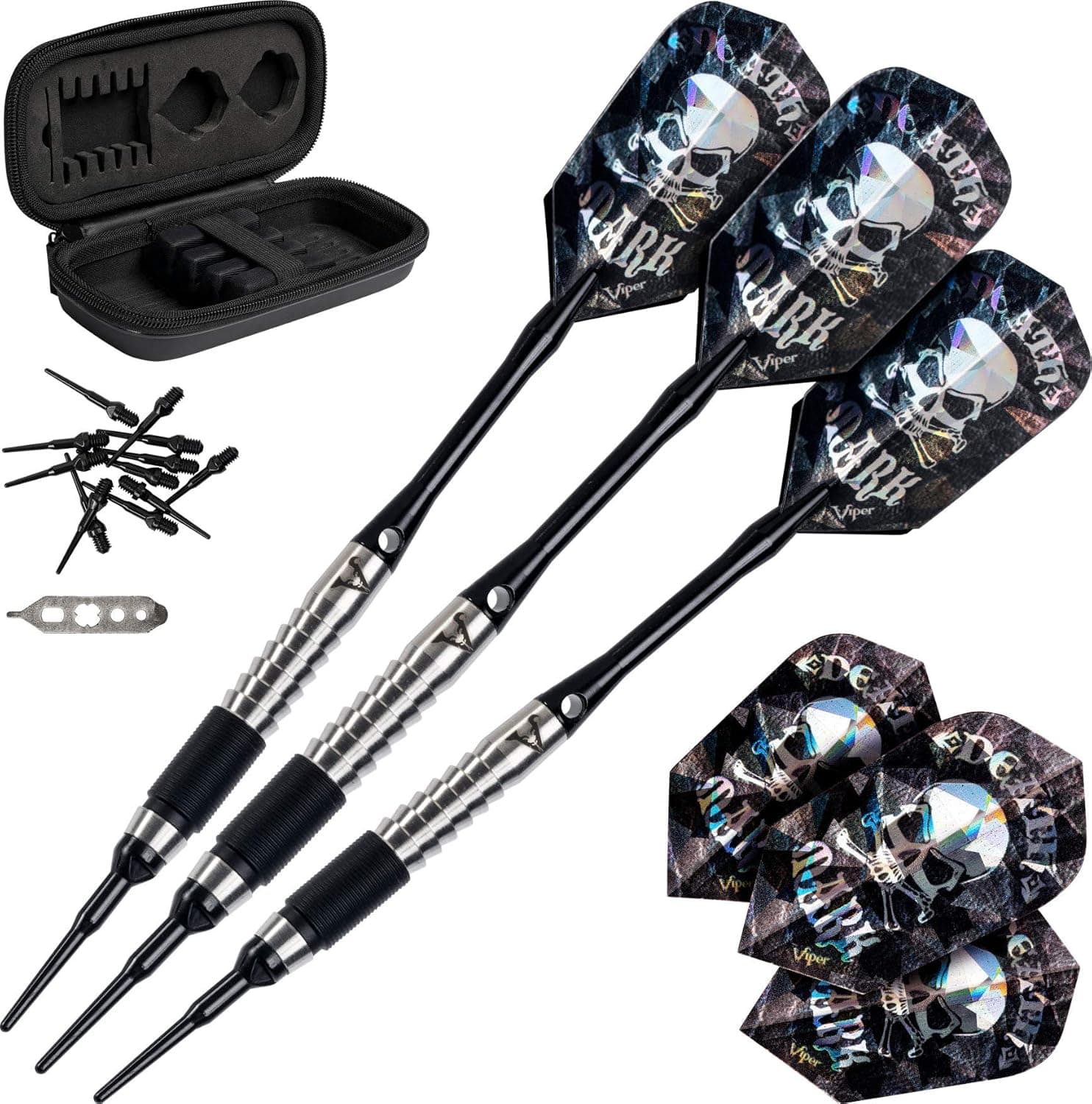 Viper Desperado 80% Tungsten Soft Tip Darts with Storage/Travel Case: Death Mark, 18 Grams