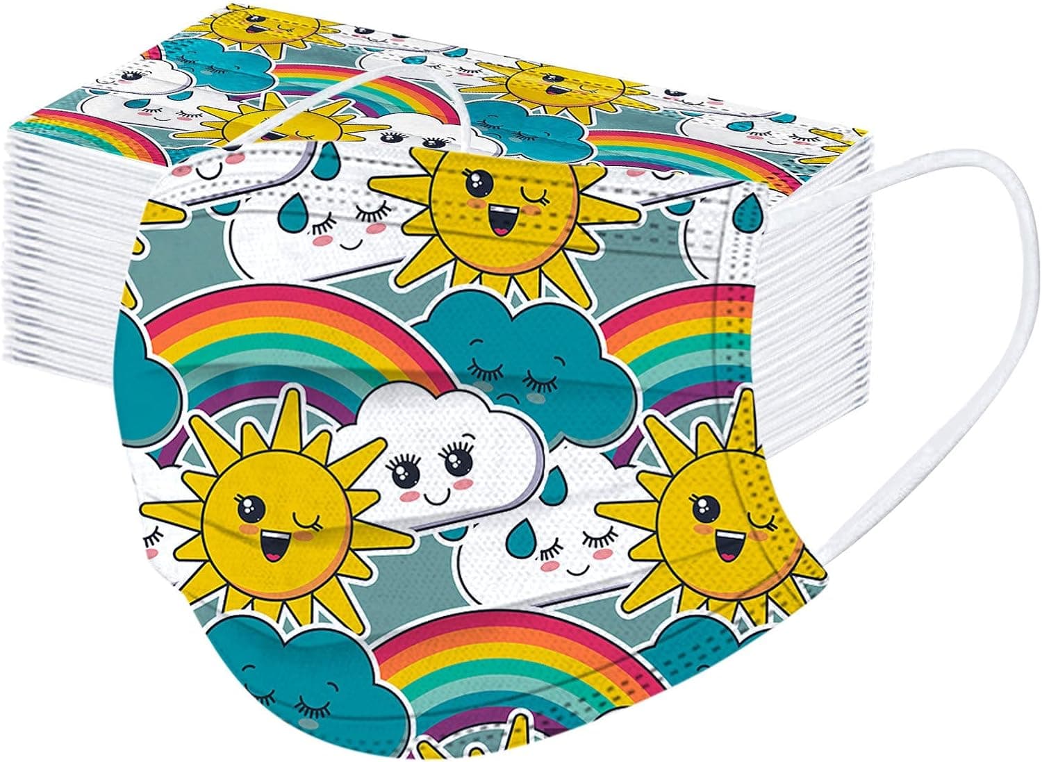 50PC Adjustable Disposable Face Device with Cute Printed for Children Kids