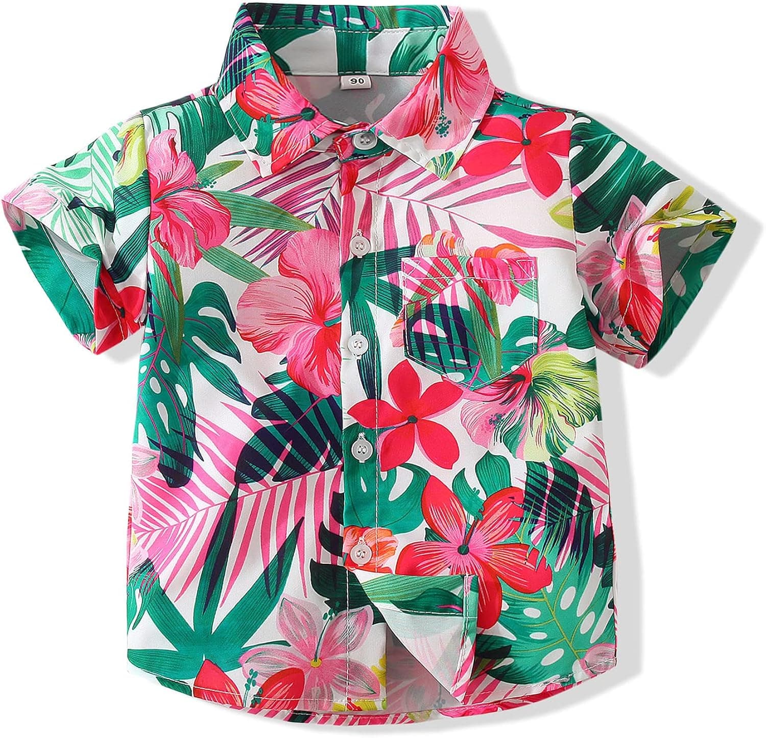 Baby Boys Casual Hawaiian Shirts Cotton Print Button Down Short Sleeve Shirt for Holiday