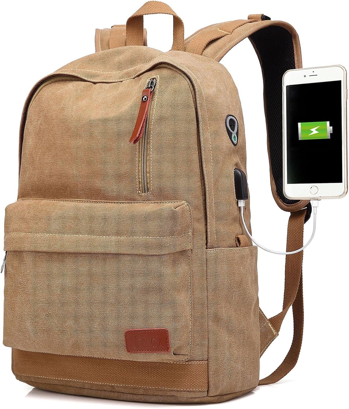 UNIWALK Canvas Laptop Backpack, Waterproof Vintage Backpack With USB Charging College