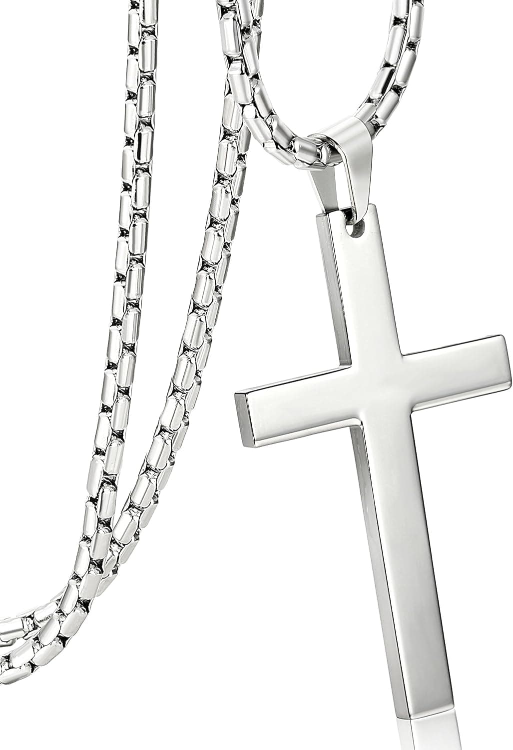 ORAZIO 3MM Stainless Steel Chain Cross Pendant Necklace for Men 22 24 30 Inches